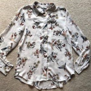 Women’s Size 2 US Bird Print Ivory Multicolor Butt